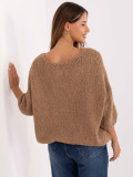 Pulover camel elegant cu mâneci 3/4