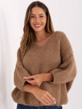 Pulover camel elegant cu mâneci 3/4