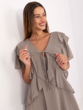 Rochie oversize bej cu mâneci scurte