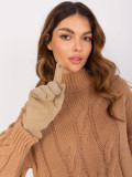 Mănuși bej cu model neted
