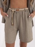 Shorts bej boho cu curea