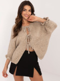 Pulover bej elegant cu mâneci 3/4