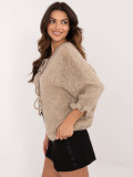 Pulover bej elegant cu mâneci 3/4