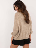 Pulover bej elegant cu mâneci 3/4