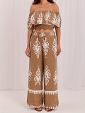 Set bej boho cu imprimeu