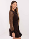Rochie mini elegantă cu paiete, maro închis