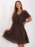 Rochie oversize maro cu mâneci scurte