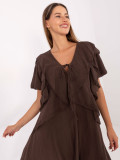 Rochie oversize maro cu mâneci scurte