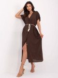 Rochie oversize maro cu mâneci scurte