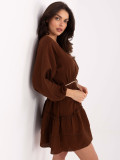 Rochie elegantă evazată în culoare maro închis