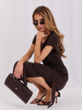 Rochie midi maro cu curea