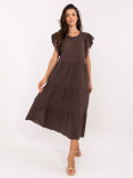 Rochie midi oversize în culoare maro închis