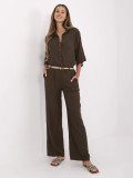 Pantaloni eleganți maro cu talie înaltă