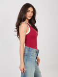 Top scurt din bumbac roșu fără mâneci