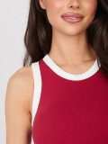 Top scurt din bumbac roșu fără mâneci