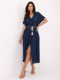 Rochie de vară oversize albastră cu curea și buzunare