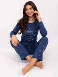 Pijamă damă cu mânecă lungă, albastru închis