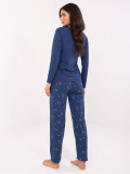 Pijamă damă cu mânecă lungă, albastru închis
