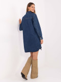 Rochie simplă albastră cu mâneci lungi
