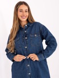 Rochie simplă albastră cu mâneci lungi