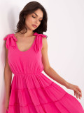 Rochie rozgolită roz cu legătură
