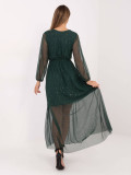 Rochie maxi elegantă cu aplicație și curea, verde închis