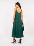 Rochie maxi de vară verde închis cu bretele reglabile