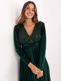 Rochie maxi elegantă cu curea și paiete, verde închis