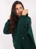 Hanorac verde cu glugă și broderie