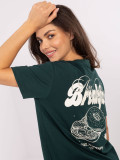 Tricou elegant verde închis cu imprimeu