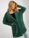 Palton lejer verde închis din alpaca cu buzunare