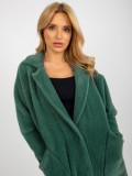 Palton lejer verde închis din alpaca cu buzunare