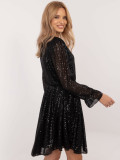 Rochie cocktail asimetrică neagră cu paiete