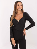 Bluză elegantă neagră cu mâneci lungi