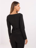 Bluză elegantă neagră cu mâneci lungi