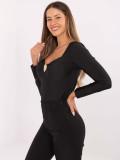 Bluză elegantă neagră cu mâneci lungi