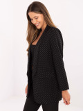 Sacou elegant negru cu aplicație și căptușeală
