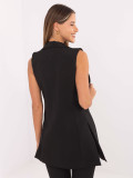 Vestă lungă elegantă neagră cu căptușeală