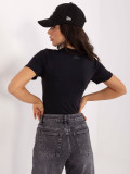 Bluză neagră simplă cu mânecă scurtă
