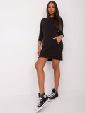Rochie mini din bumbac negru cu mâneci 3/4