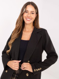 Sacou elegant negru cu căptușeală și buzunare