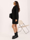 Rochie mini tip cămașă neagră cu mâneci lungi