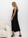Rochie midi elegantă neagră cu bretele reglabile