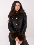 Geacă scurtă neagră din piele ecologică cu căptușeală