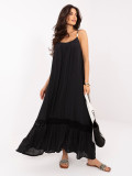 Rochie maxi neagră de vară cu bretele