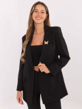 Sacou elegant negru cu căptușeală și broșă