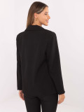 Sacou elegant negru cu broșă și căptușeală