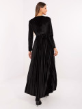 Rochie maxi neagră cu curea și paiete