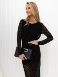 Rochie maxi tip creion neagră cu dantelă