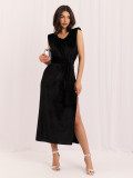Rochie midi elegantă neagră cu curea